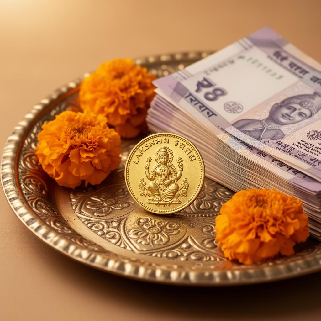 Lakshmi gold coin and rupee notes representing RD bonus offer