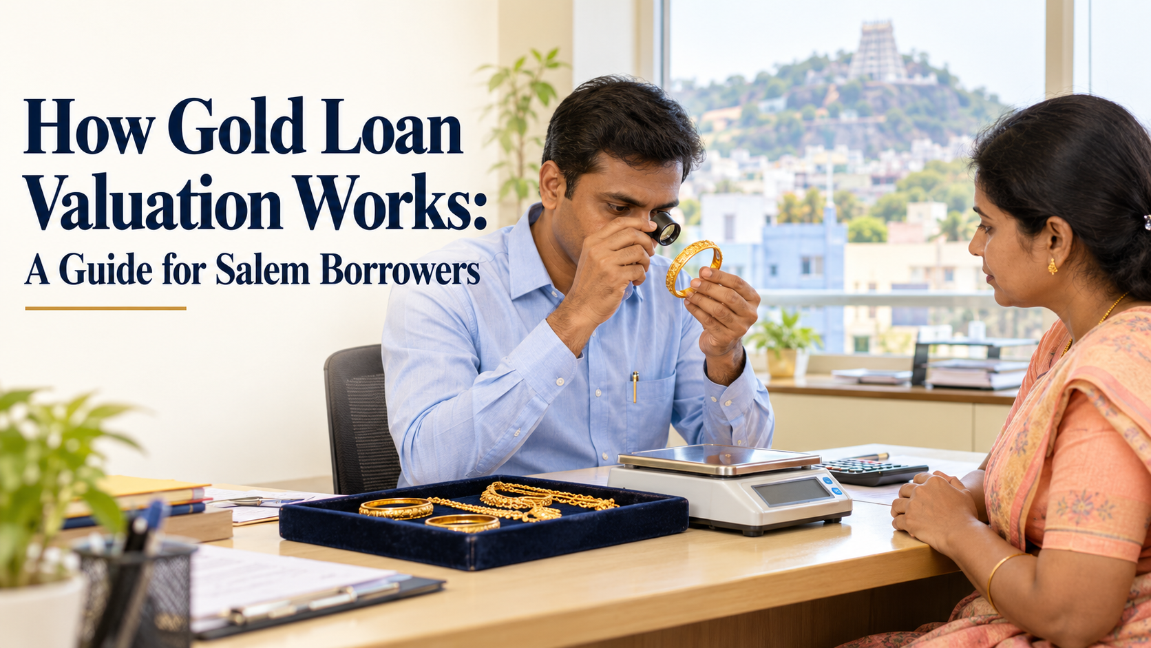 Understand gold loan valuation in Salem. Learn how purity, net weight, reference prices and lending limits affect your offer, with a simple example.