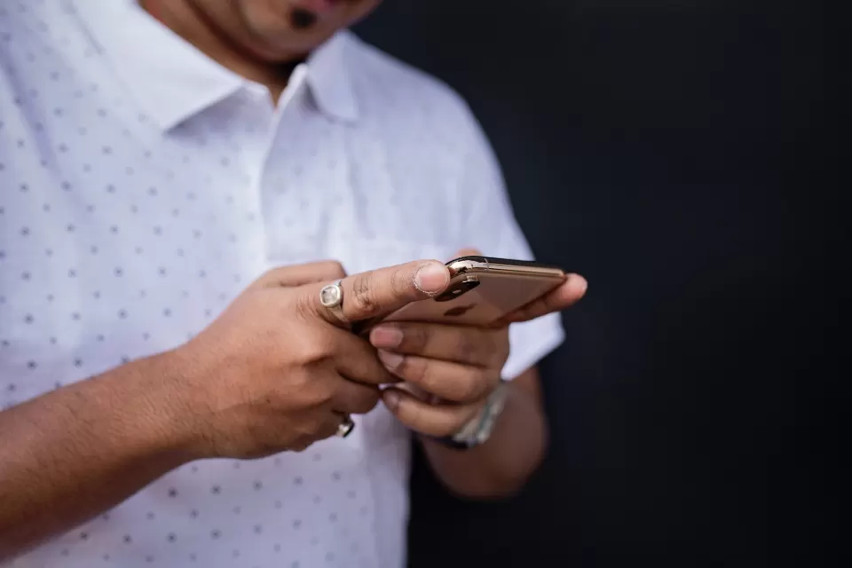 A man checking his smartphone