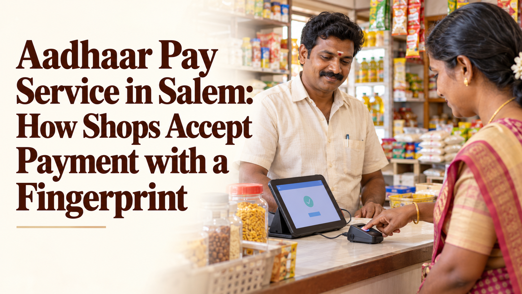 Aadhaar Pay service in Salem explained for shop owners: how a fingerprint payment works at the counter, what customers need and how to get started.
