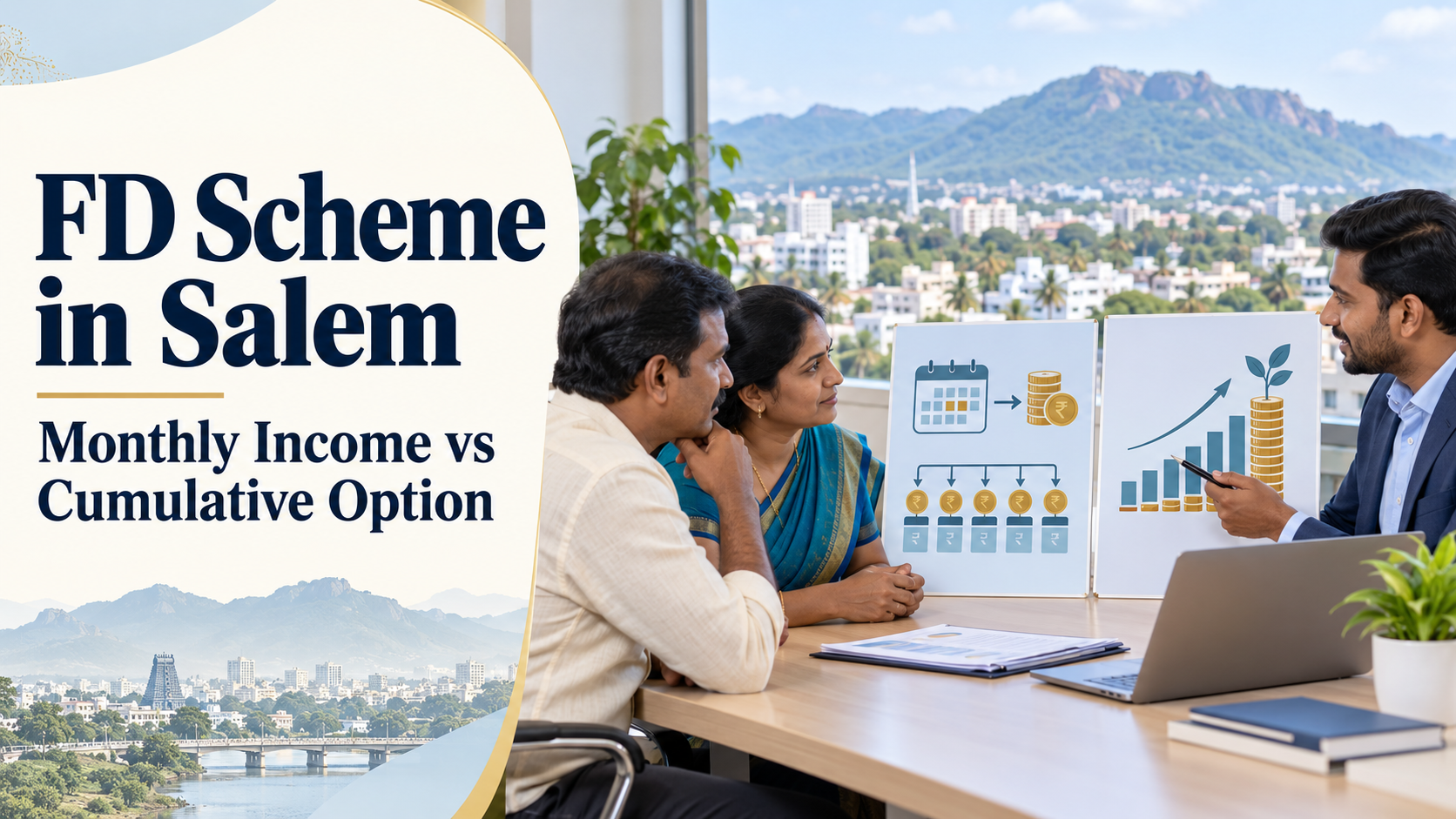 Choosing an FD scheme in Salem? See how the monthly income and cumulative options differ, with a worked example, a budget test and a smart split approach.