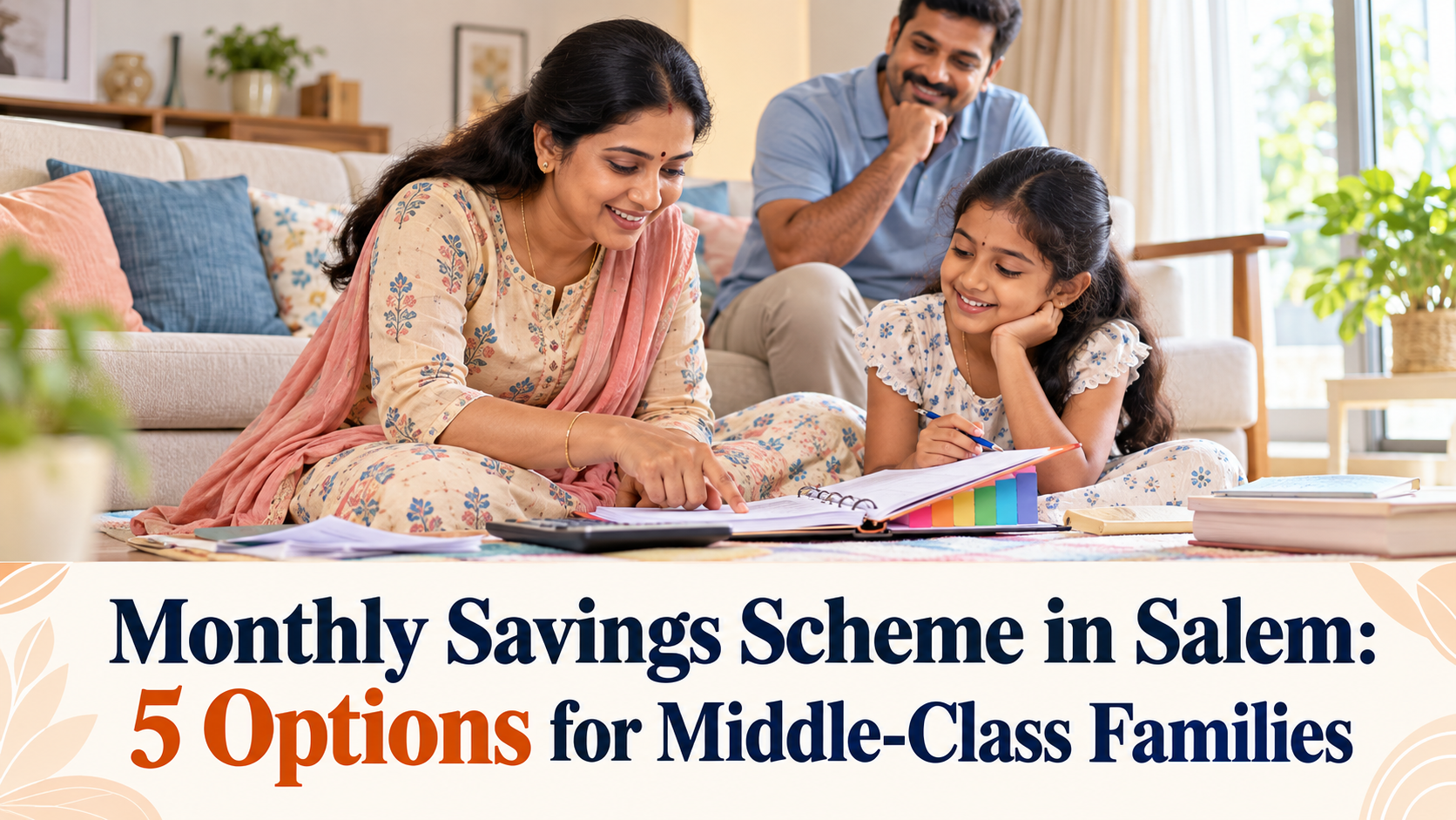A monthly savings scheme in Salem for middle-class families: compare RD, savings account, child plan, post office schemes and SIP, with a sample split.